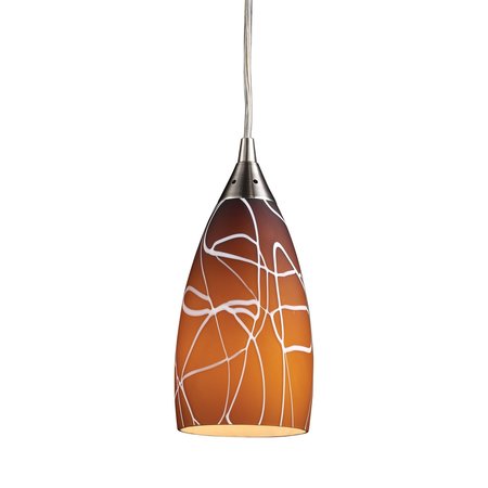 ELK SHOWROOM Abstraction 1Light Pendant in Brown and Satin Nickel Finish 20002/1BA